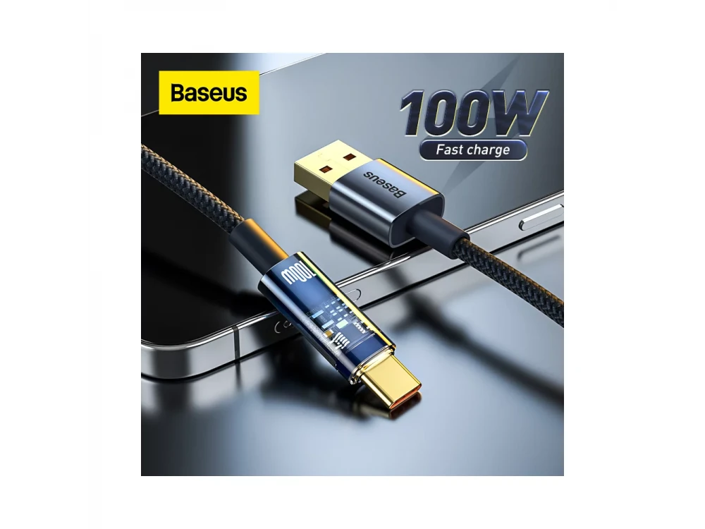 Baseus Explorer Καλώδιο USB-A σε USB-C 100W με Νάυλον Ύφανση 1μ, Μάυρο