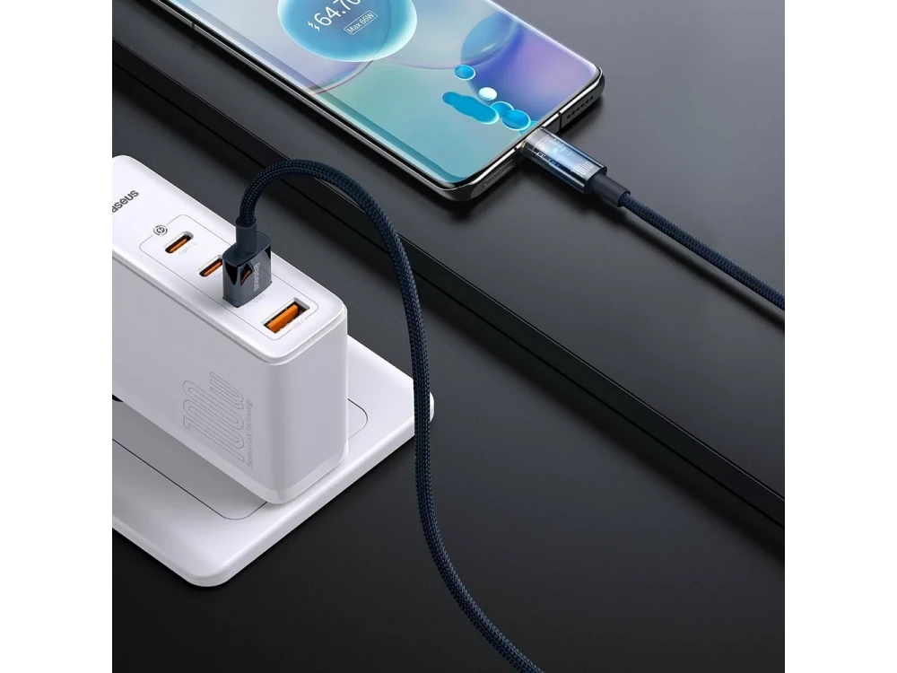 Baseus Explorer Καλώδιο USB-A σε USB-C 100W με Νάυλον Ύφανση 1μ, Black