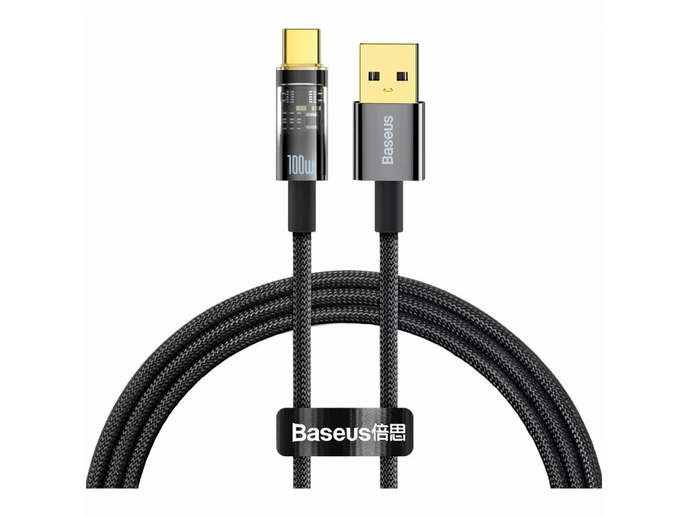 Baseus Explorer Καλώδιο USB-A σε USB-C 100W με Νάυλον Ύφανση 1μ, Black