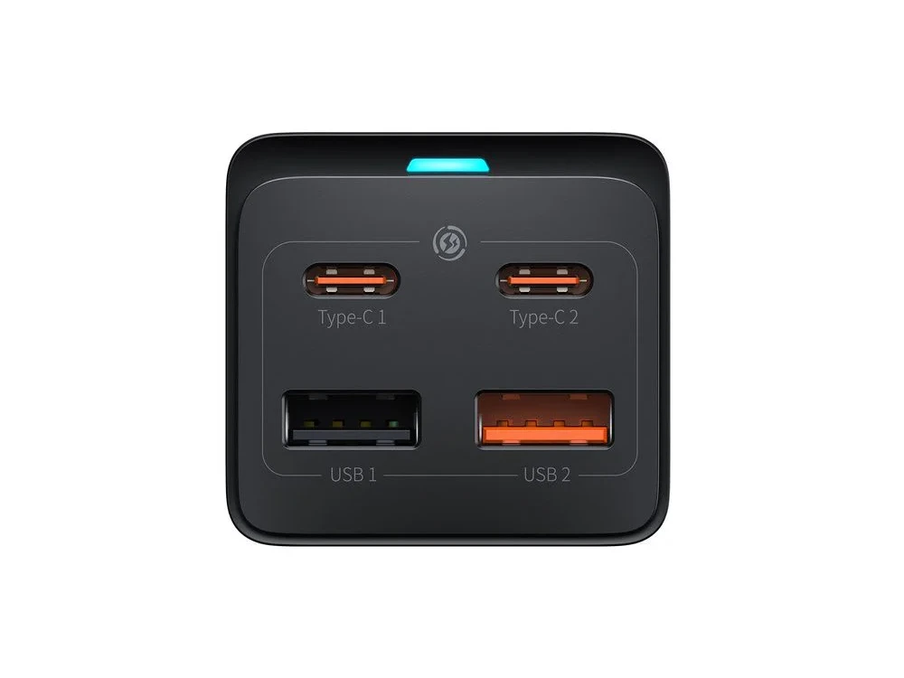 Baseus GaN3 Pro 65W Charging Station, with AC Outlet + 2x USB-C PD + 2x USB-A (15W+60W) with TYPE-C Cable 1m. + Power Cable 1.5m