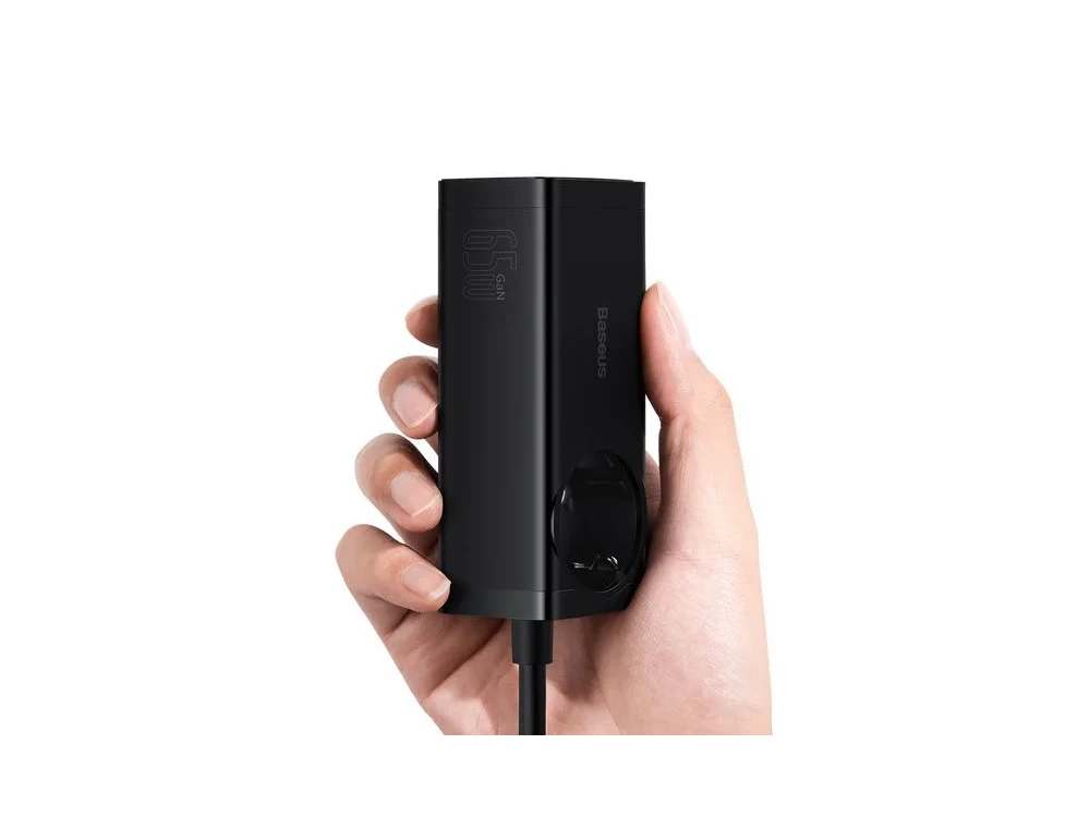 Baseus GaN3 Pro 65W Charging Station, with AC Outlet + 2x USB-C PD + 2x USB-A (15W+60W) with TYPE-C Cable 1m. + Power Cable 1.5m