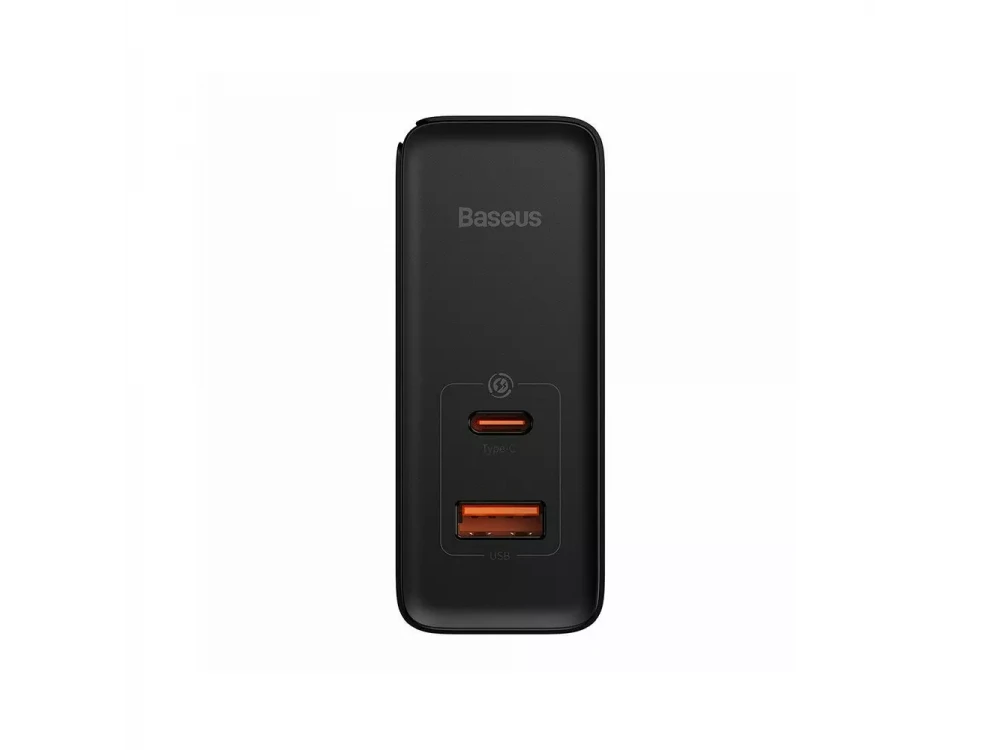 Baseus GaN5 Pro Φορτιστής Πρίζας 100W, PD, QC4+ με Θύρες 1xUSB-A, 1xUSB-C & Καλώδιο USB-C σε USB-C, Μαύρος