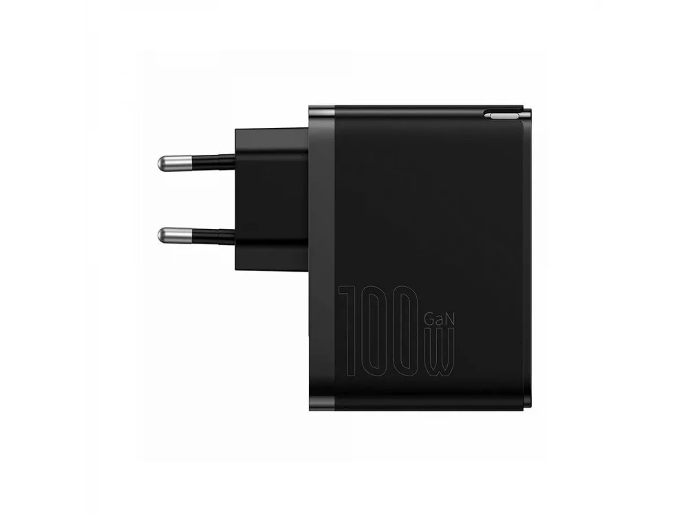 Baseus GaN5 Pro Φορτιστής Πρίζας 100W, PD, QC4+ με Θύρες 1xUSB-A, 1xUSB-C & Καλώδιο USB-C σε USB-C, Μαύρος