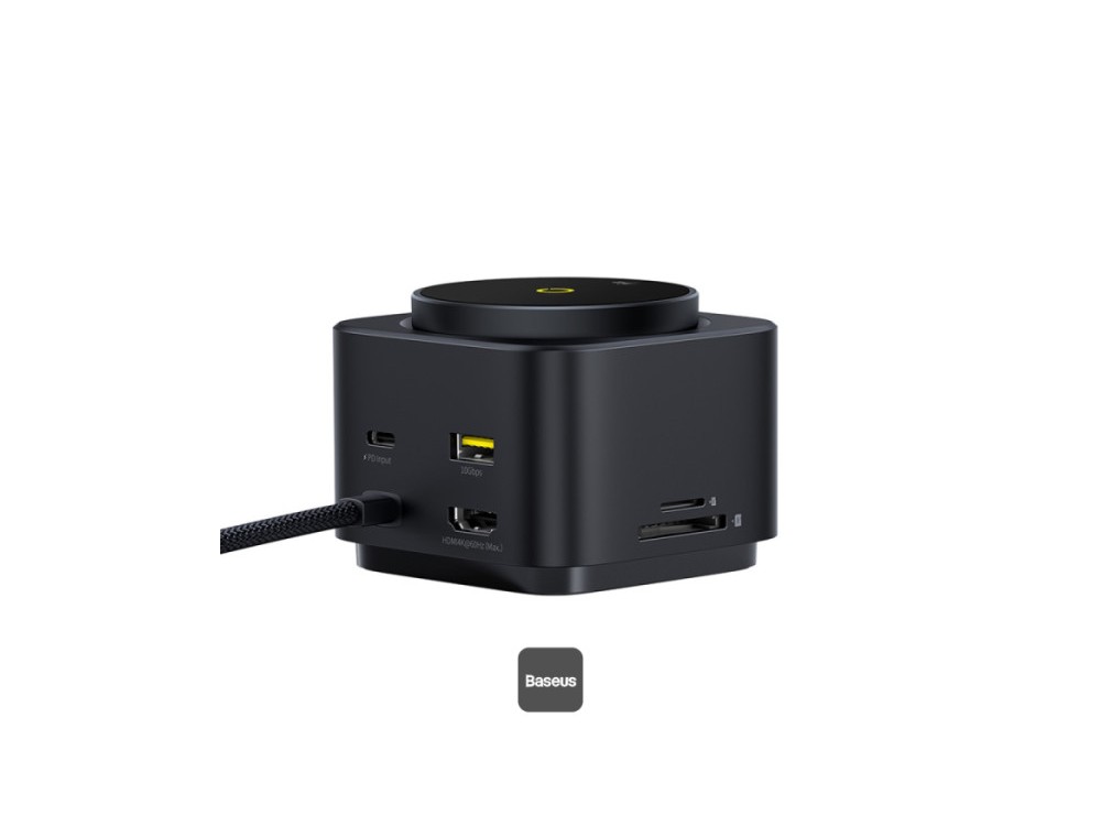 Baseus MagPro Series II 7-in-1 Qi2 15W + PD 100W Ασύρματος Μαγνητικός Φορτιστής MagSafe + Type-C Hub 4K@60Hz HDMI + USB-C 10Gbps