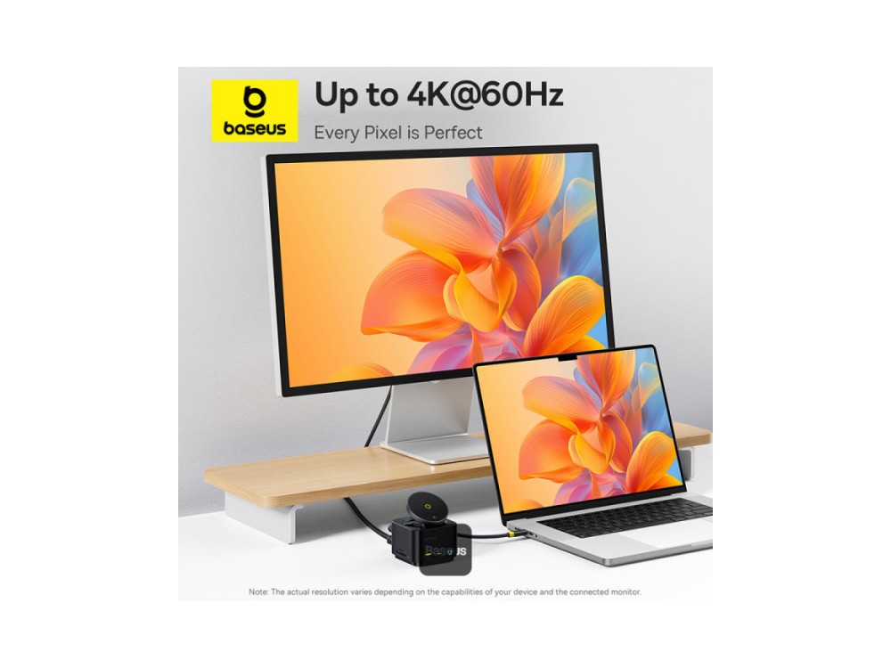 Baseus MagPro Series II 7-in-1 Qi2 15W + PD 100W Ασύρματος Μαγνητικός Φορτιστής MagSafe + Type-C Hub 4K@60Hz HDMI + USB-C 10Gbps