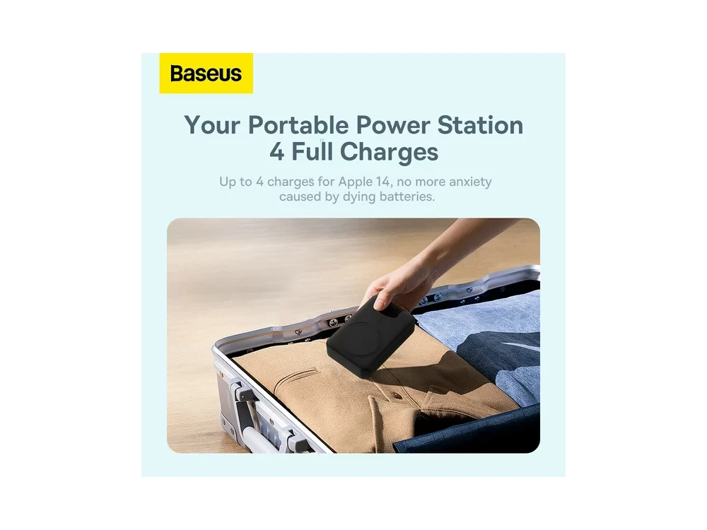 Baseus Mini Power Bank 20000mAh 20W με Θύρα USB-C Power Delivery & Ασύρματη Φόρτιση, Μαύρο