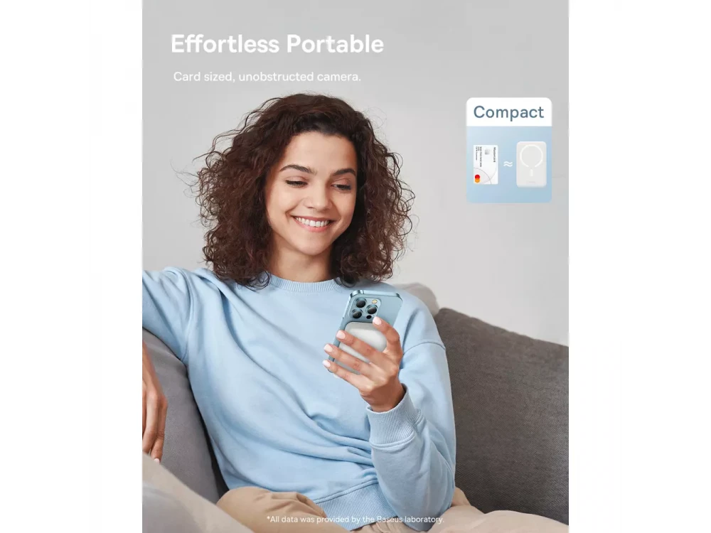 Baseus Mini Power Bank 10000mAh 30W with USB-C Port Power Delivery & Wireless Charging, Sky Blue