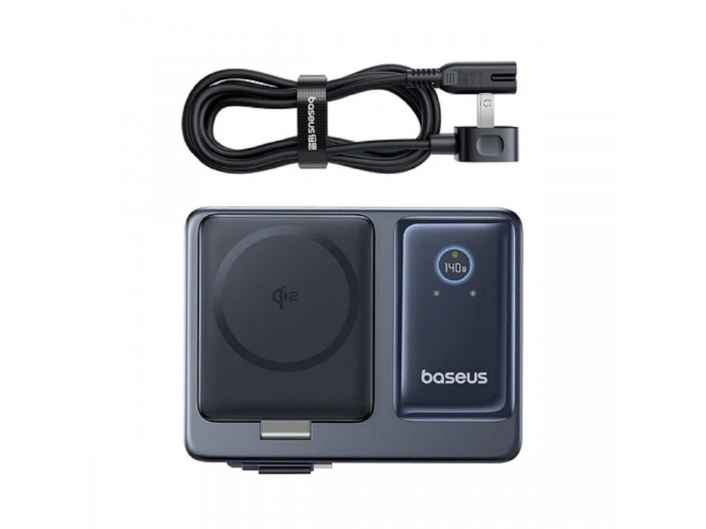 Baseus Nomos 5-in-1 Desktop Charging Hub Charger with Qi2 15W + 2 USB-C PD 140W Ports + USB-A 15W Port + Retractable USB-C 100W