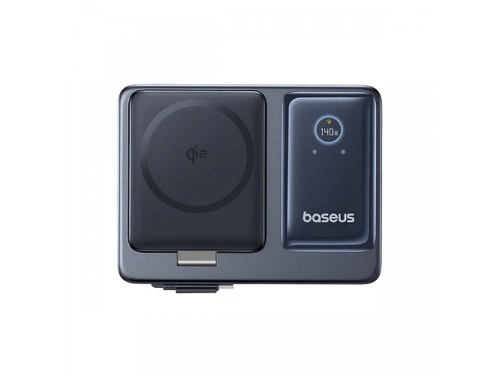 Baseus Nomos 5-in-1 Desktop Charging Hub Charger with Qi2 15W + 2 USB-C PD 140W Ports + USB-A 15W Port + Retractable USB-C 100W