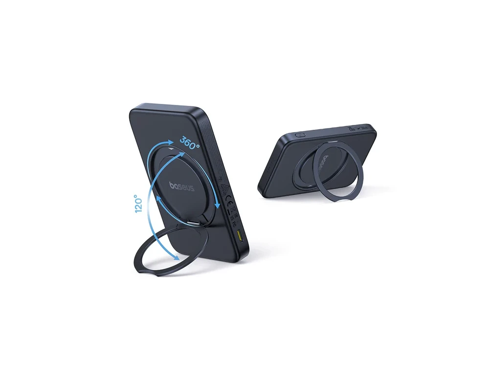 Baseus PicoGo Magnetic Power Bank 5,000mAh Qi2 Certified 15W MagSafe iPhone & Built-in USB-C Cable, Black