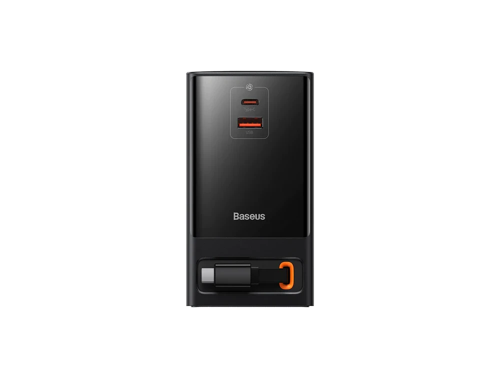 Baseus PowerCombo 5-in-1 Charging base 65W with 2xSchuko, 1xUSB-A, 1xUSB-C & Cable USB-C,  Black