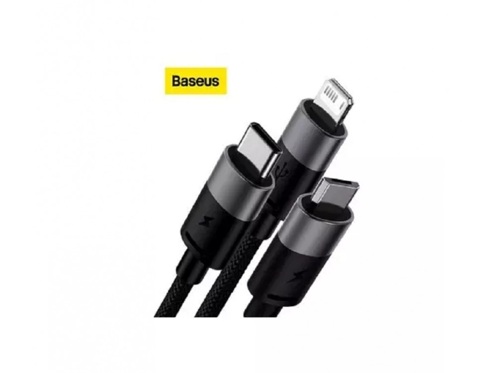 Baseus Starspeed 3-in-1 Καλώδιο USB-A σε Lightning / USB-C / Micro USB με Νάυλον Ύφανση 1.2μ, Μαύρο