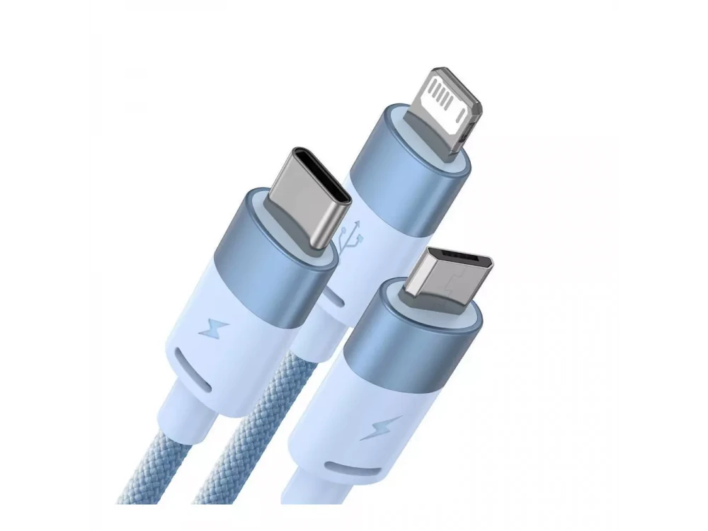 Baseus Starspeed 3-in-1 Καλώδιο USB-A σε Lightning / USB-C / Micro USB με Νάυλον Ύφανση 1.2μ, Μπλέ
