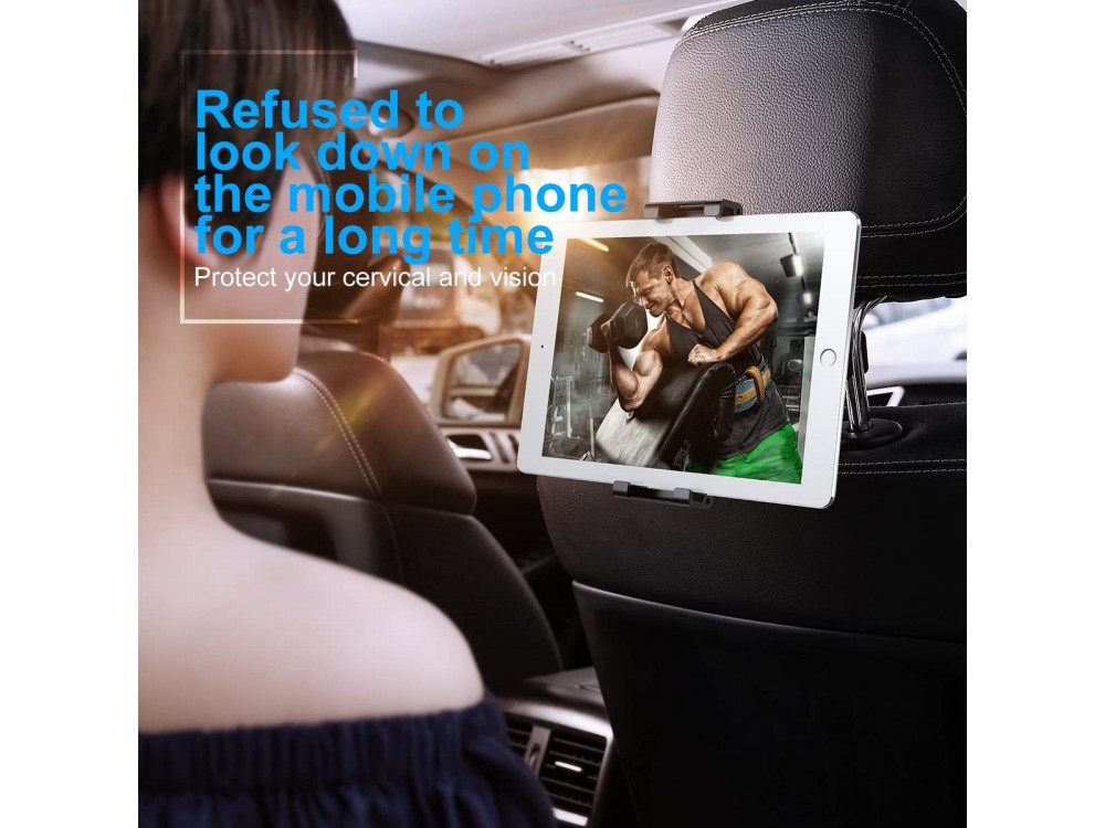 Baseus Tablet Holder for Car Headrest, Car Mobile and Tablet Holder with Adjustable Hooks - SUHZ-01, Black