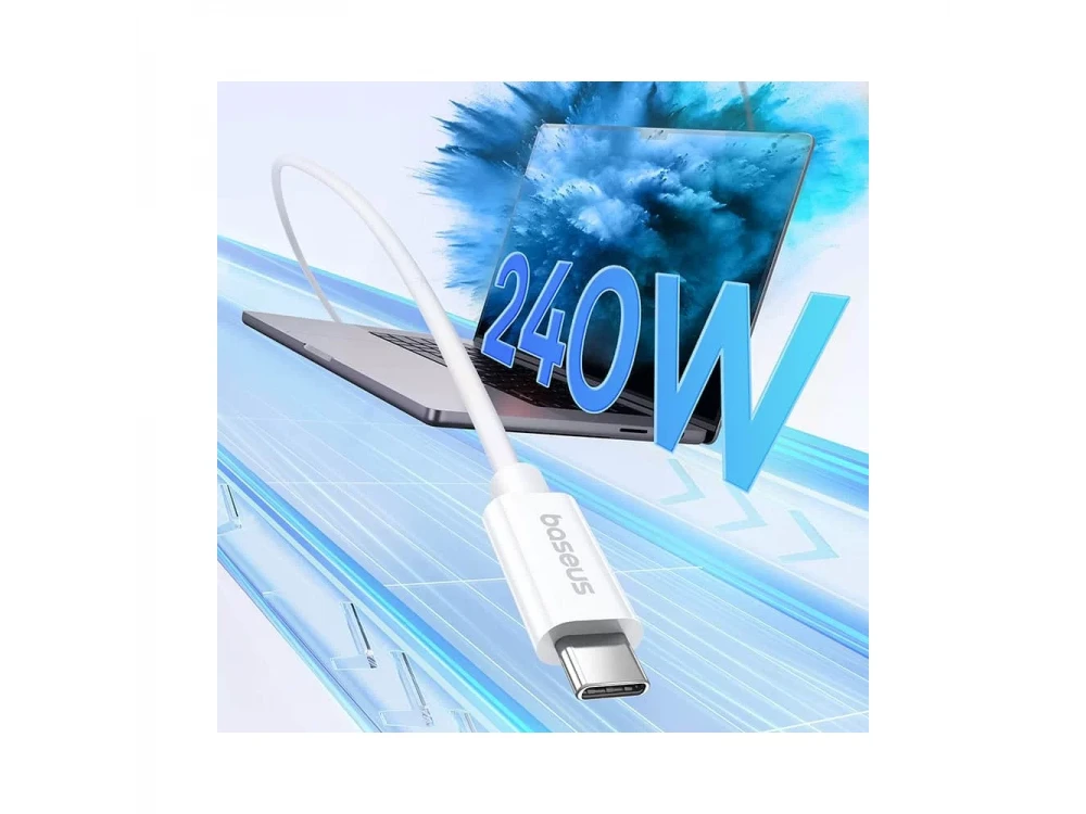 Baseus Superior Series 2 Καλώδιο Thunderbolt 4 USB-C σε USB-C 240W, Λευκό