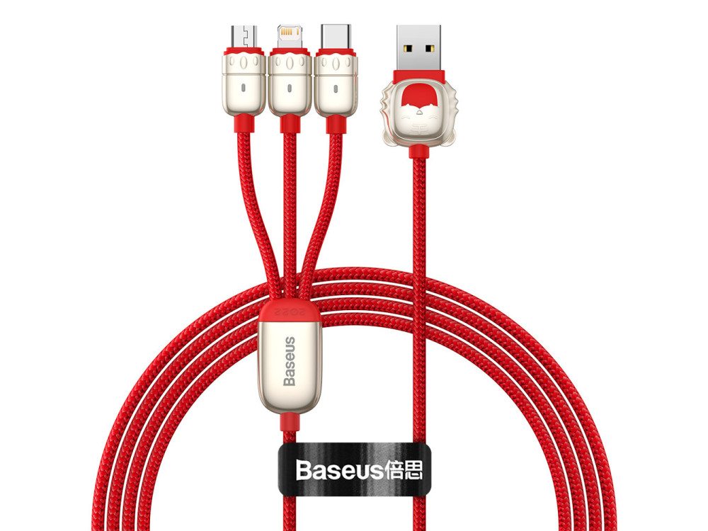 Baseus Year of the Tiger 3-in-1 Lightning/Type C/Micro USB Καλώδιο, 1.2μ., Κόκκινο