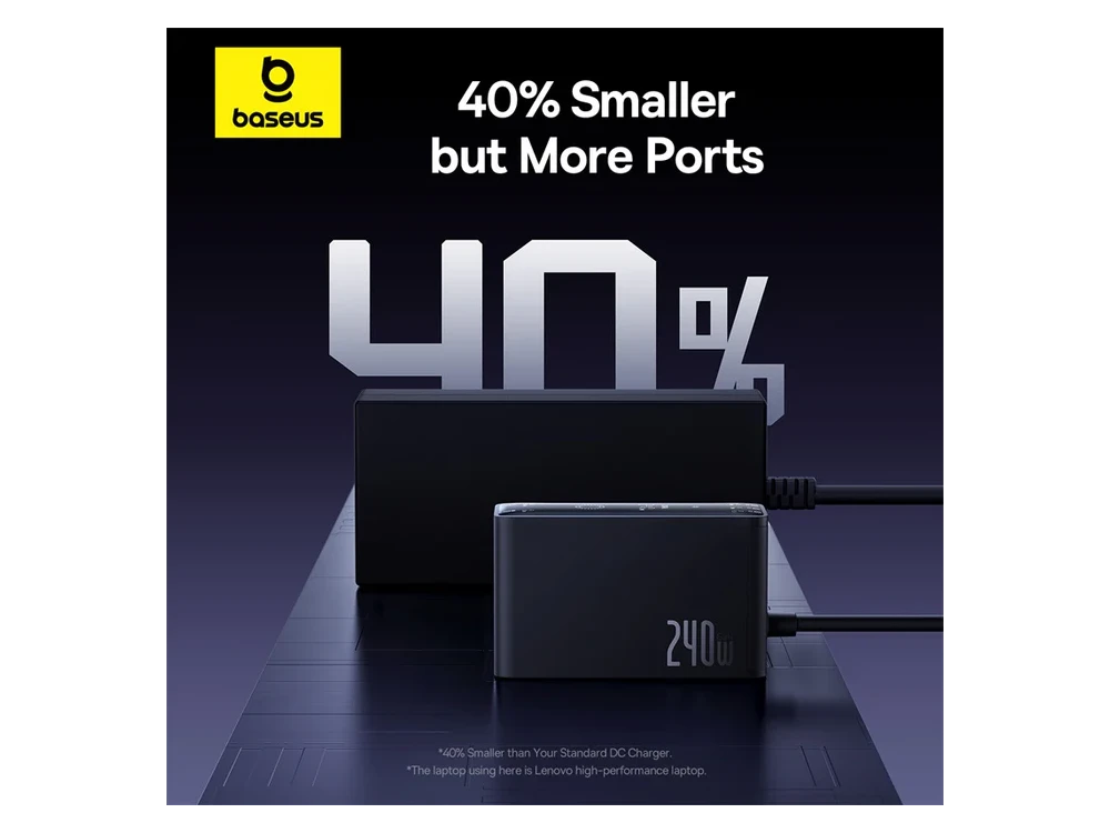 Baseus 240W GaN3 Pro Charger, with PD3.1 / QC4.0 / AFC & FCP Support, with 3 USB-C Ports & USB-A Port, Black