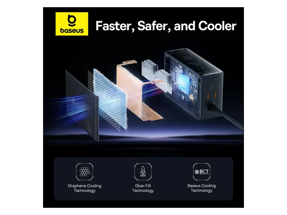 Baseus 240W GaN3 Pro Charger, with PD3.1 / QC4.0 / AFC & FCP Support, with 3 USB-C Ports & USB-A Port, Black