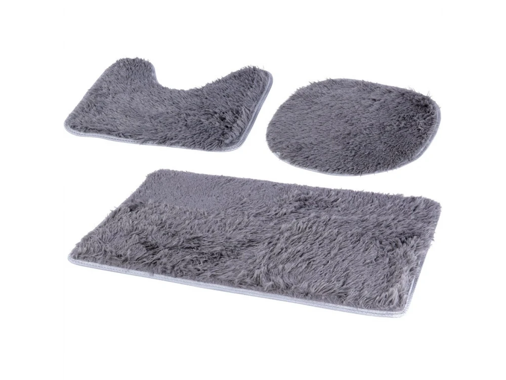 Vilde Non-Slip Bath & Basin Mats Set of 3pcs, Gray