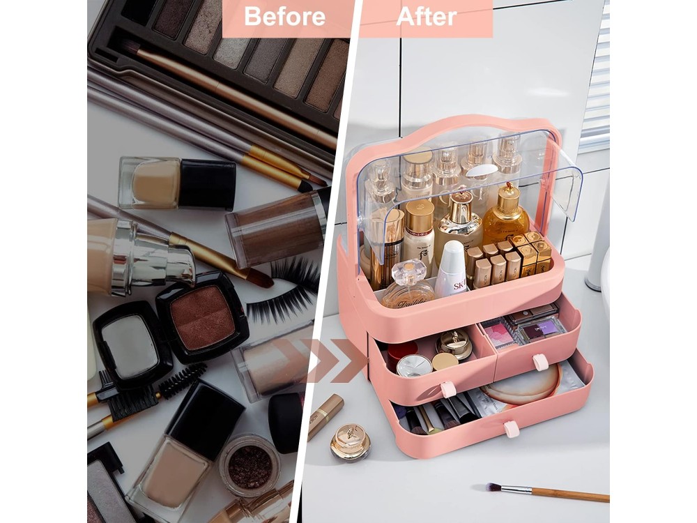 AJ Cosmetics & Jewelry Storage Box, Oργανωτής Κοσμημάτων & Καλλυντικών, 34x26, Light Peach