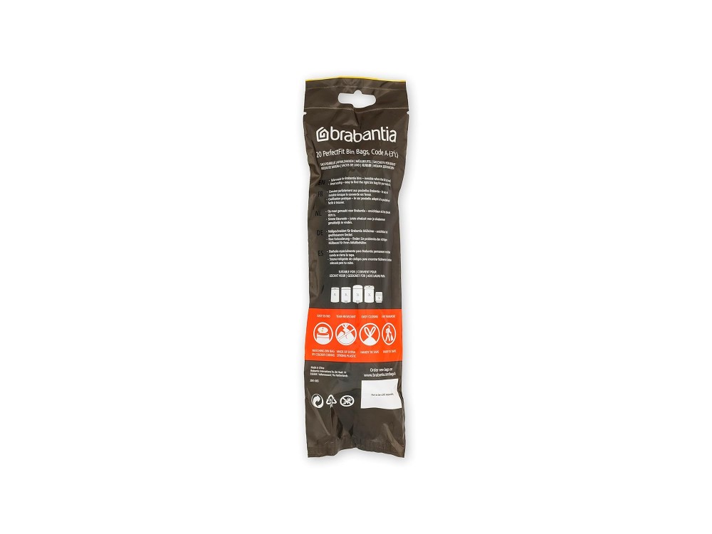 Brabantia PerfectFit Bags, Σακούλες Απορριμμάτων 3L (Μέγεθος A), 10 x 20τμχ