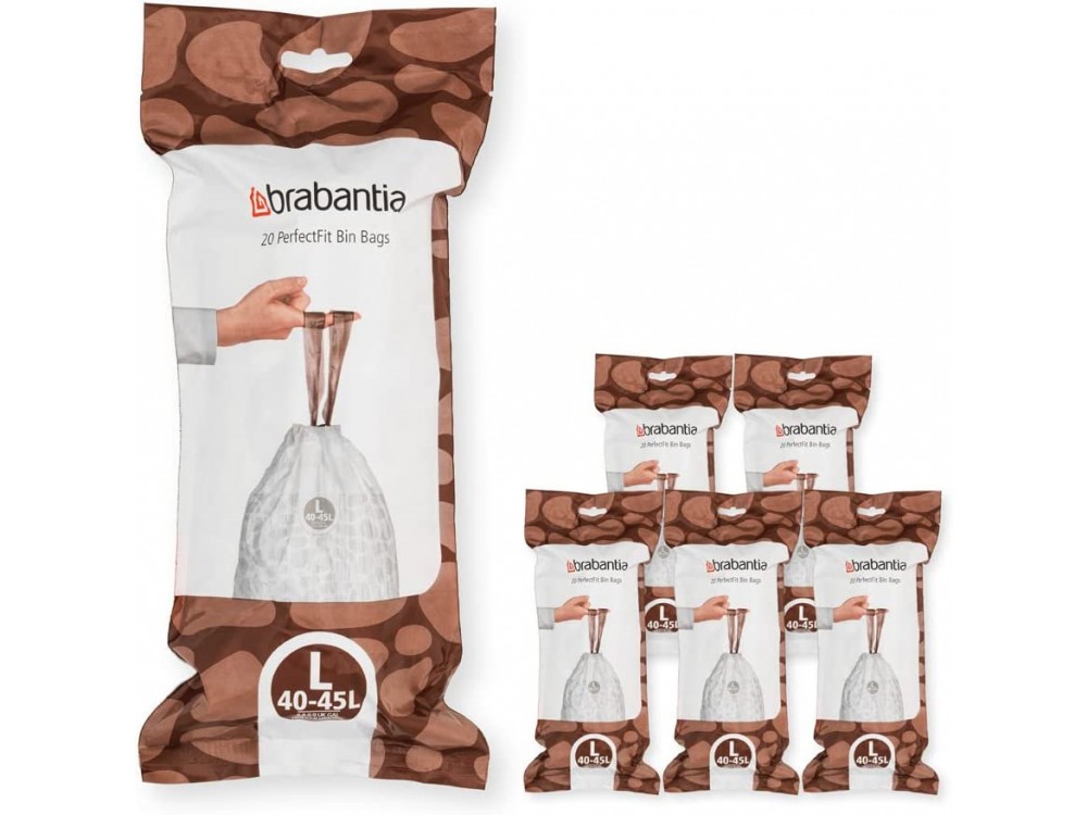 Brabantia PerfectFit Bags, Σακούλες Απορριμμάτων 40-45lt (Μέγεθος L), 120τμχ