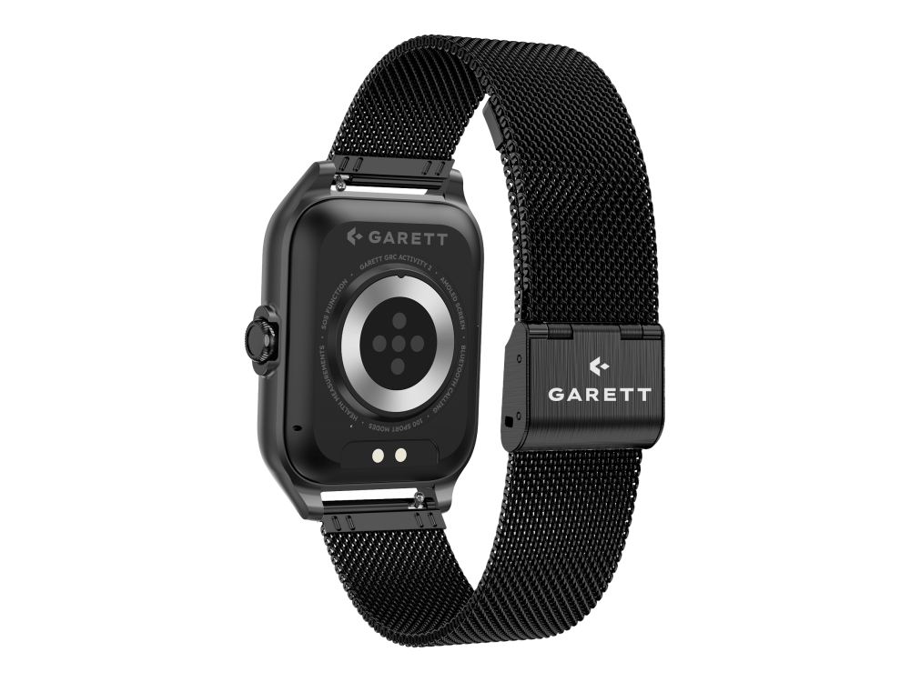 Garett GRC Activity 2 Smartwatch with AMOLED Display, Voice Assistant, Smart App, Oscilloscope & Battery up to 7 Days, Black Matt