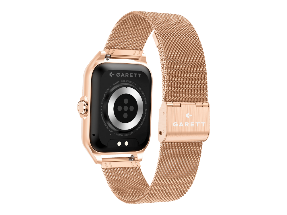 Garett GRC Activity 2 Smartwatch with AMOLED Display, Voice Assistant, Smart App, Oscilloscope & Battery up to 7 Days, Gold Matt