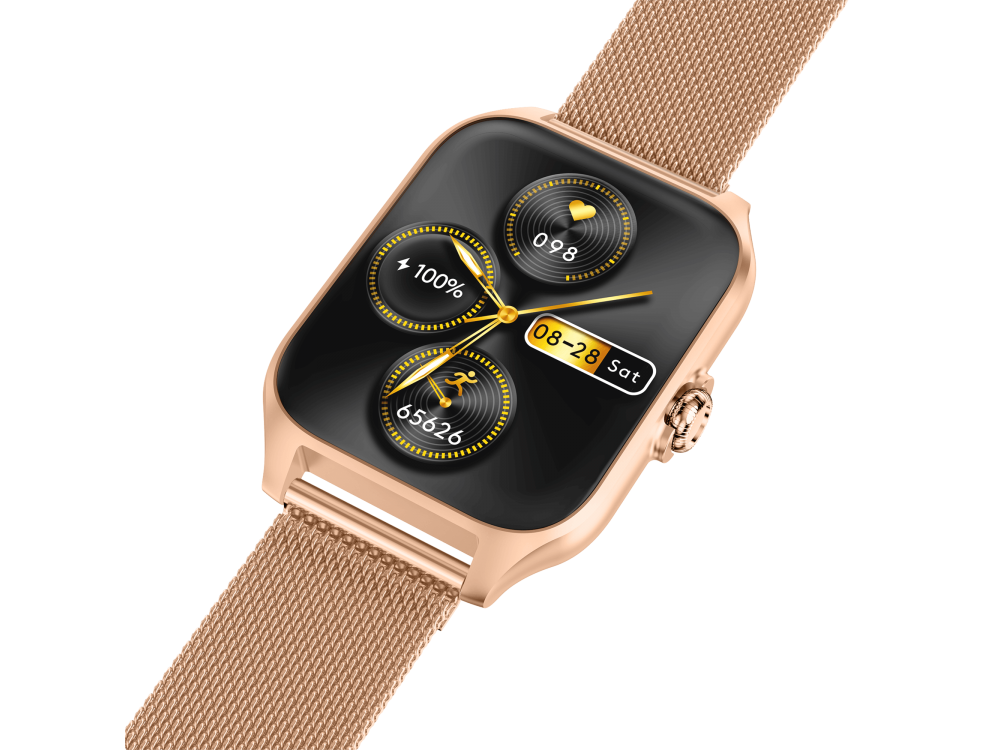 Garett GRC Activity 2 Smartwatch with AMOLED Display, Voice Assistant, Smart App, Oscilloscope & Battery up to 7 Days, Gold Matt