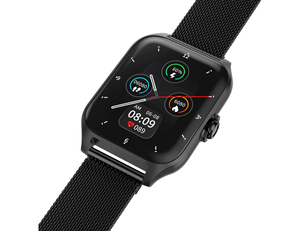 Garett GRC Activity 2 Smartwatch with AMOLED Display, Voice Assistant, Smart App, Oscilloscope & Battery up to 7 Days, Black Matt