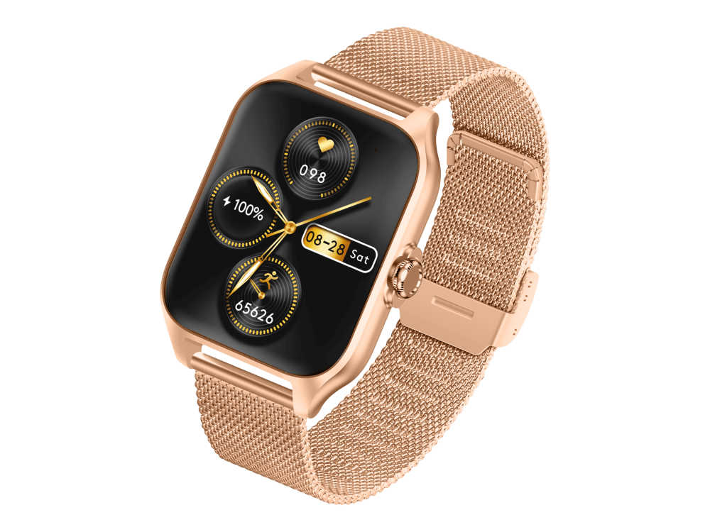 Garett GRC Activity 2 Smartwatch with AMOLED Display, Voice Assistant, Smart App, Oscilloscope & Battery up to 7 Days, Gold Matt