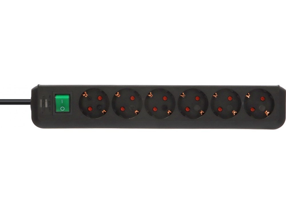 Brennenstuhl Eco-Line 6-outlet Strip, Power Strip with Switch & 1.5M Cable, Black