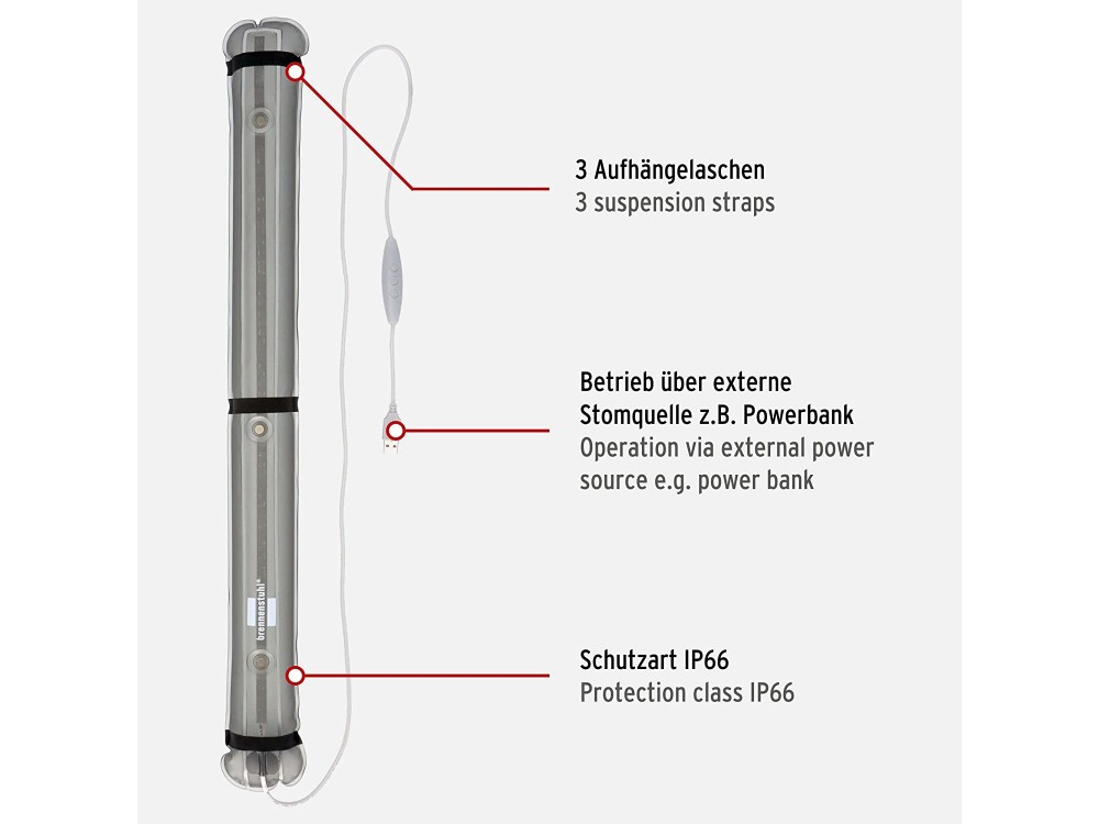 Brennenstuhl Inflatable LED Outdoor Light OLI Air 1, Camping Lamp 4W, 500lm, Φορητή και Φουσκωτή Λάμπα με Μαγνήτη