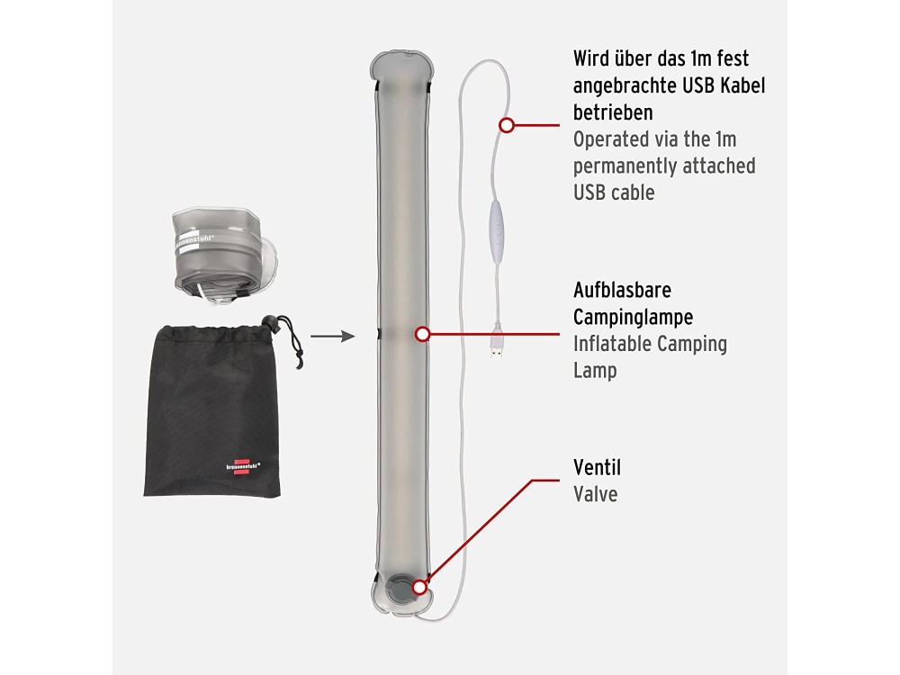 Brennenstuhl Inflatable LED Outdoor Light OLI Air 1, Camping Lamp 4W, 500lm, Φορητή και Φουσκωτή Λάμπα με Μαγνήτη