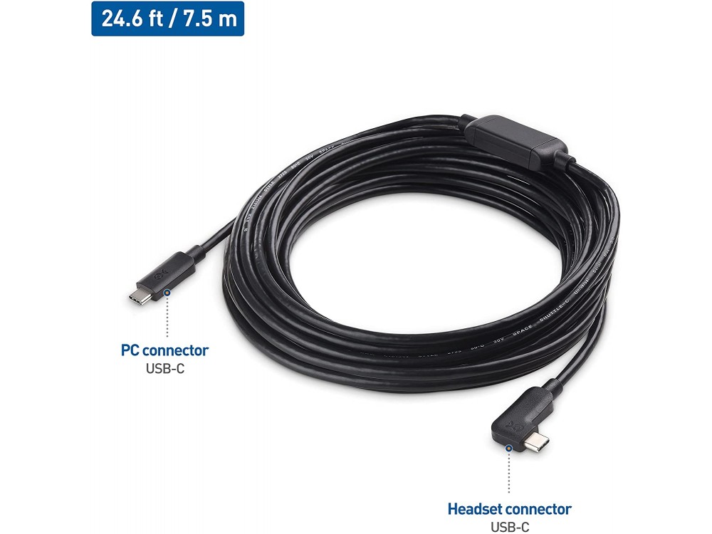 Cable Matters Καλώδιο 7,5μ. Γωνιακό 90° USB-C σε USB-C 3.1 Gen1, 5Gbps, Μαύρο