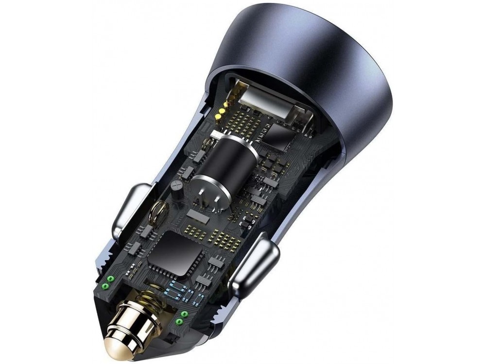 Baseus Golden Contactor Pro, Φορτιστής Αυτοκινήτου 40W με 2 Θύρες USB-A & Καλώδιο USB-A σε USB-C 1μ, Γκρί