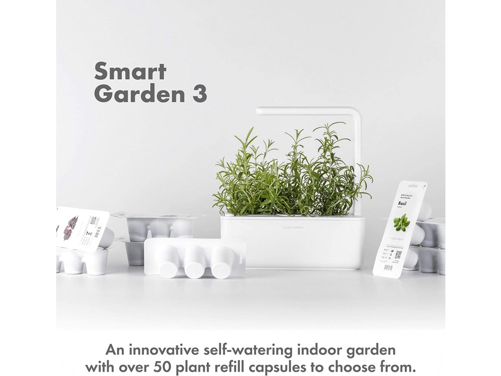 Click and Grow The Smart Garden 3, Έξυπνη Ζαρντινιέρα με 3 Pods Βασιλικού, Beige