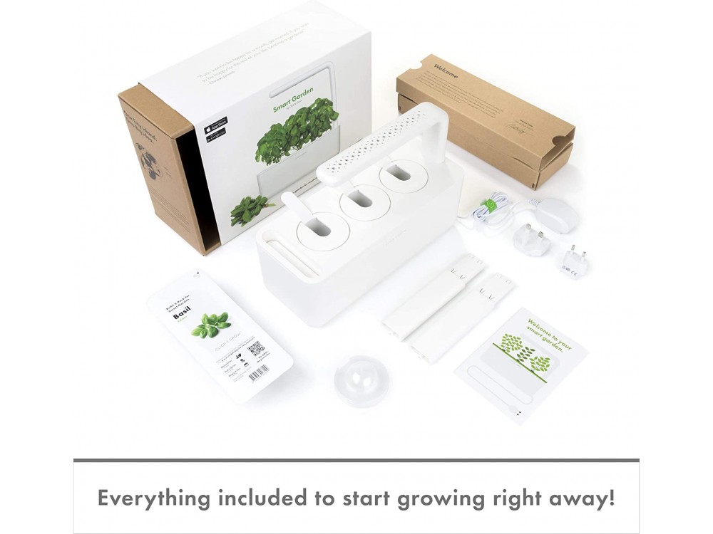 Click and Grow The Smart Garden 3, with 3 Pods of Basil, Beige