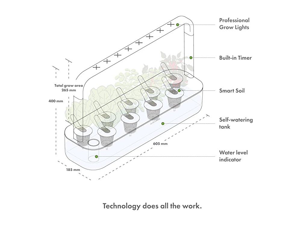 Click and Grow The Smart Garden 9, Έξυπνη Ζαρντινιέρα με 3 Pods Βασιλικού, Dark Gray