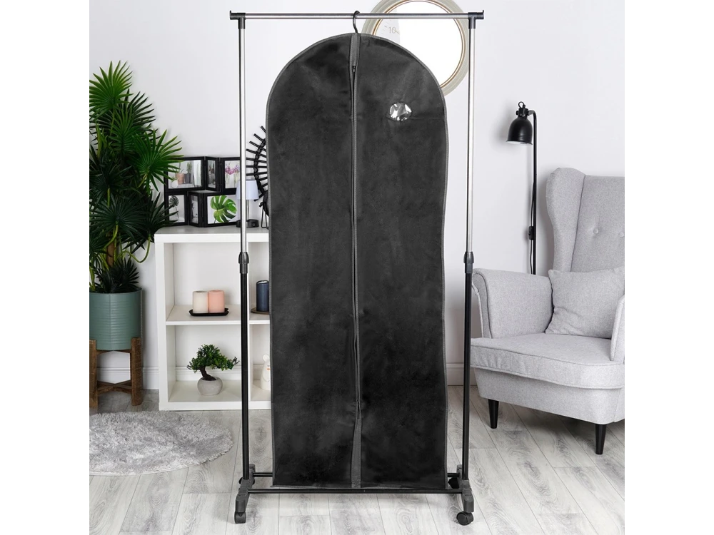 Vilde Hanging Coat Storage Case Fabric, Set of 2pcs, Black