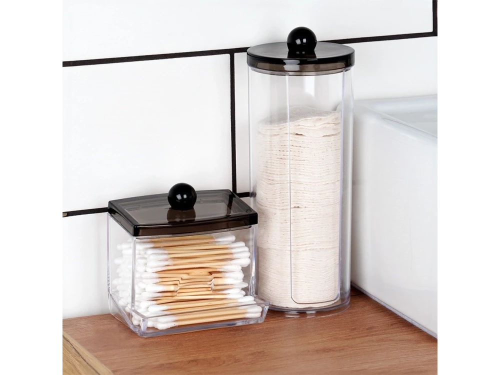 Vilde Cotton Bud & Cotton Case with Lid Black