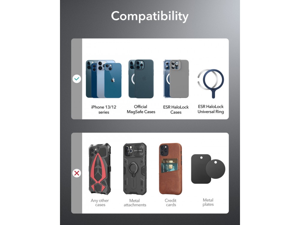 ESR HaloLock MagSafe CryoBoost Car Phone Mount, Βάση Αυτοκινήτου αεραγωγού με Ασύρματη Φόρτιση για iPhone 15 / 14