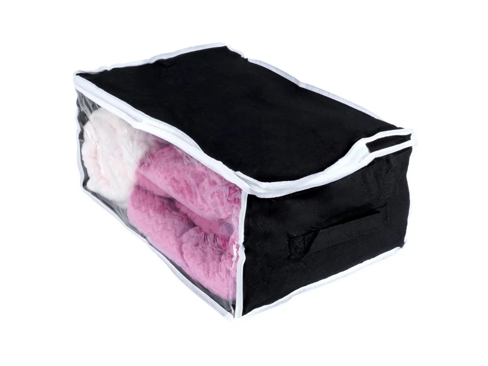Vilde Fabric Clothes Storage Bag 27L 45x30x20cm with Window, Black