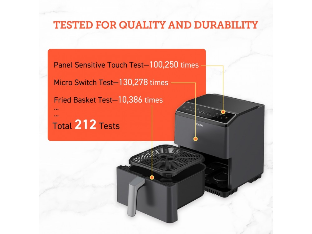 Cosori Dual Blaze Pro Air Fryer, Φριτέζα Αέρος XXL 6.4lt, 2 Heating Elements, 360° Air Circulation, με APP Control & Recipe Book