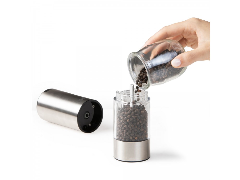 DOMO Electric Salt and Pepper Mills Set Grinder, Rechargeable Salt & Pepper Mill with LED Light, Set of 2