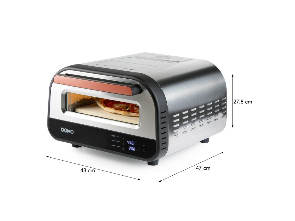 DOMO Pizza Genius DO9289PZ - Electric Pizza Oven with Cordierite Stone, 450°C + Pizza Server, PFAS-free