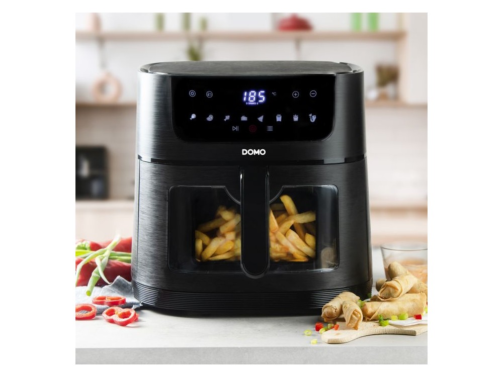 DOMO 8L Air Fryer, XXL Air Fryer, with Cooking Control Glass, Up to 220°C, 8 Preset Menus & Touch Panel, PFAS-free