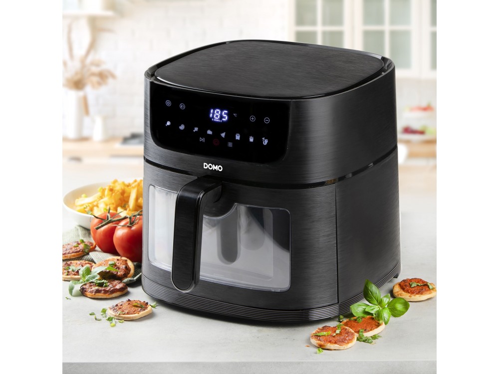DOMO 8L Air Fryer, XXL Air Fryer, with Cooking Control Glass, Up to 220°C, 8 Preset Menus & Touch Panel, PFAS-free