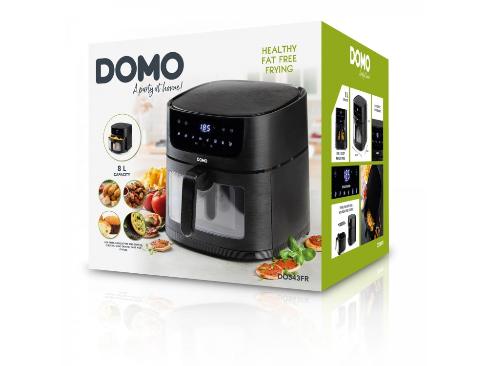 DOMO 8L Air Fryer, XXL Air Fryer, with Cooking Control Glass, Up to 220°C, 8 Preset Menus & Touch Panel, PFAS-free
