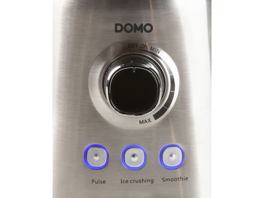 DOMO Blender with 1.5lt Glass Jug, Blender for Smoothies with Adjustable Speed ​​& 3 Programs + Recipe Book